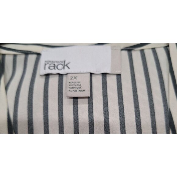 NWT Nordstrom Rack V-neck Sleeveless Woven Shell Top In Blue- Ivory Kealey Strip - Picture 5 of 6